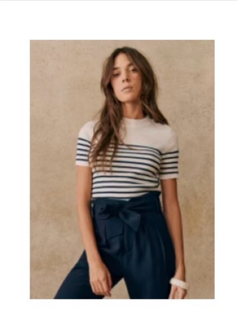 Sezane Mona Striped Jumper Cream / Navy - Size XS